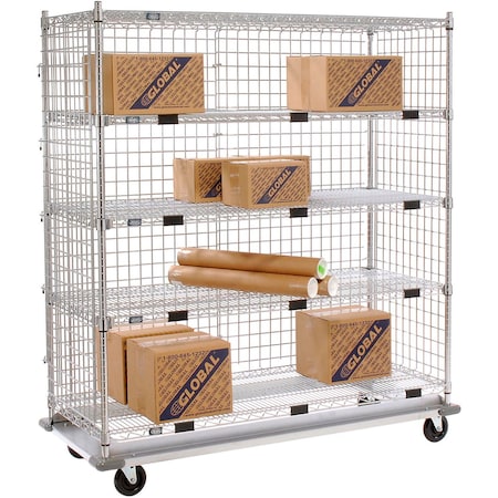 Nexel Enclosed Wire Exchange Truck w/5 Shelves, 1000 lb. Capacity, 36inL x 24inW x 69inH 800380